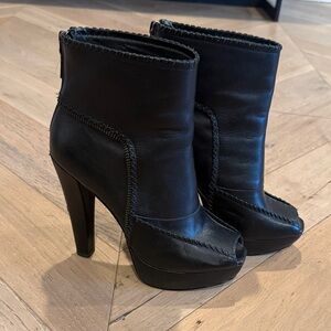 Black Women's Peep-Toe Ankle high heeled Boots - size 7